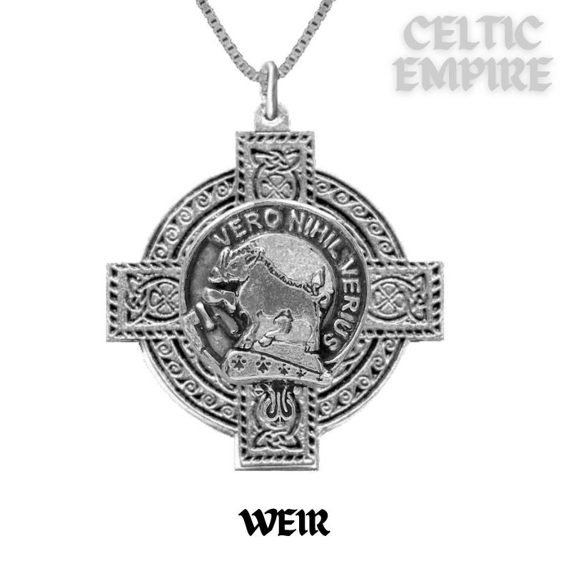 Weir Family Clan Crest Celtic Cross Pendant Scottish
