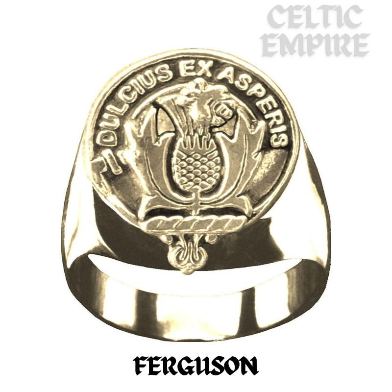 Ferguson Scottish Family Clan Crest Ring  ~  Sterling Silver and Karat Gold