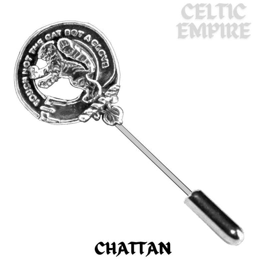 Chattan Family Clan Crest Stick or Cravat pin, Sterling Silver