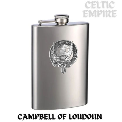 Campbell Loudoun Family Clan Crest Scottish Badge Stainless Steel Flask 8oz