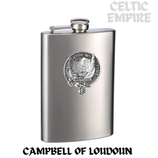 Campbell Loudoun Family Clan Crest Scottish Badge Stainless Steel Flask 8oz