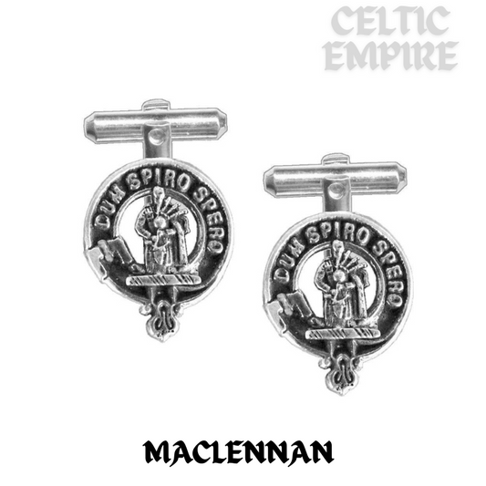 MacLennan Family Clan Crest Scottish Cufflinks; Pewter, Sterling Silver and Karat Gold
