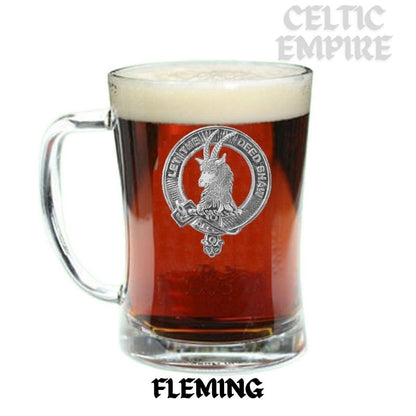 Fleming Family Clan Crest Badge Glass Beer Mug