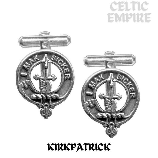 Kirkpatrick Family Clan Crest Scottish Cufflinks; Pewter, Sterling Silver and Karat Gold