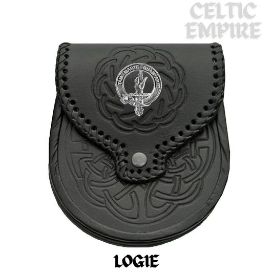 Logie Scottish Family Clan Badge Sporran, Leather