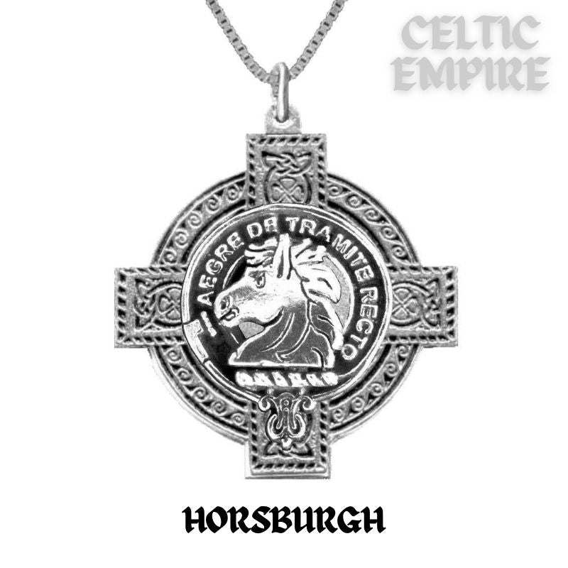 Horsburgh Family Clan Crest Celtic Cross Pendant Scottish