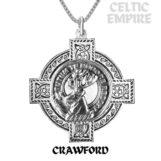 Crawford Family Clan Crest Celtic Cross Pendant Scottish