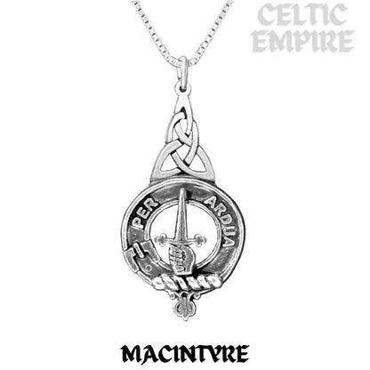 MacIntyre Family Clan Crest Interlace Drop Pendant