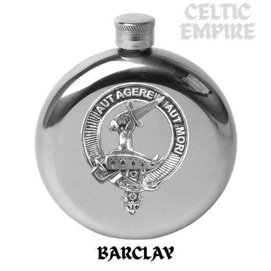 Barclay Round Family Clan Crest Scottish Badge Flask 5oz
