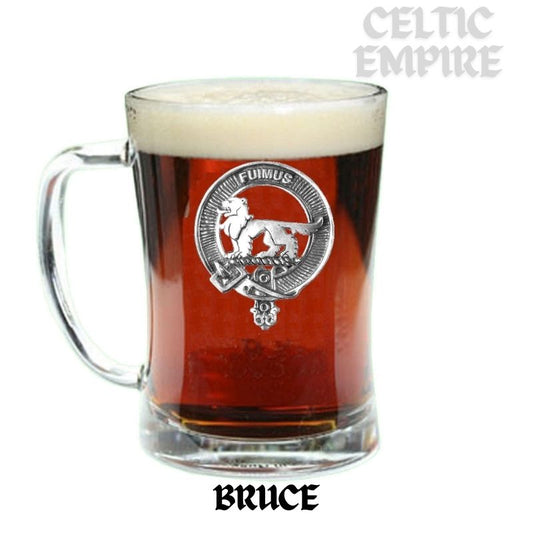 Bruce Family Clan Crest Badge Glass Beer Mug