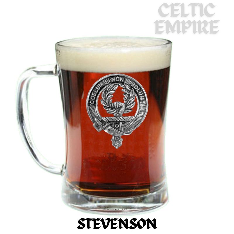 Stevenson Family Clan Crest Badge Glass Beer Mug
