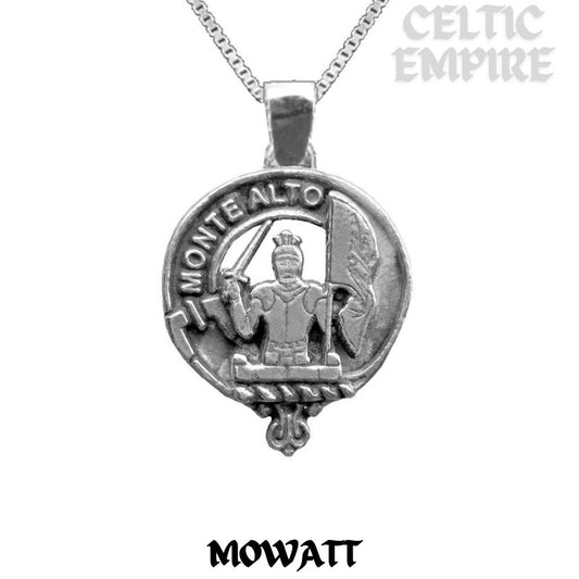 Mowatt Large 1" Scottish Family Clan Crest Pendant - Sterling Silver