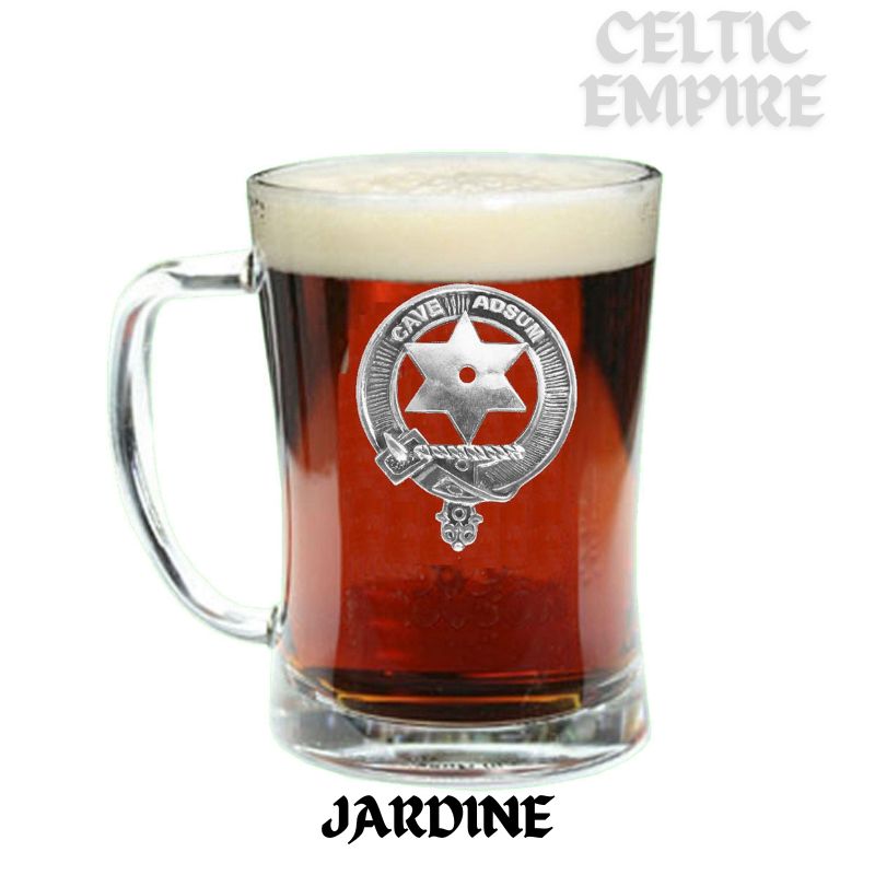 Jardine Family Clan Crest Badge Glass Beer Mug