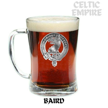 Baird Family Clan Crest Badge Glass Beer Mug