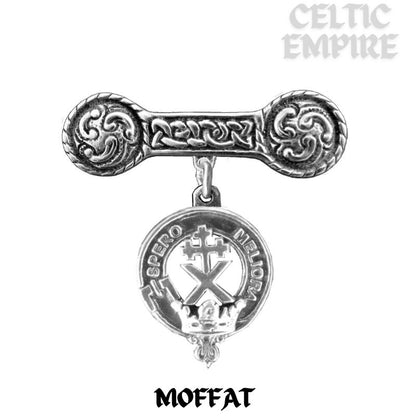 Moffat Family Clan Crest Iona Bar Brooch - Sterling Silver