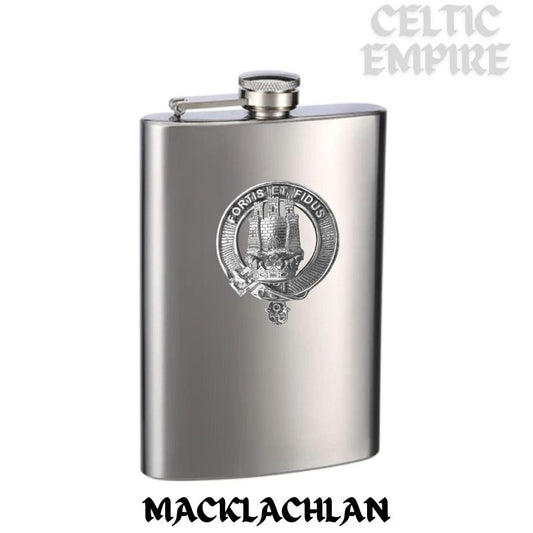 MacLachlan 8oz Family Clan Crest Scottish Badge Stainless Steel Flask
