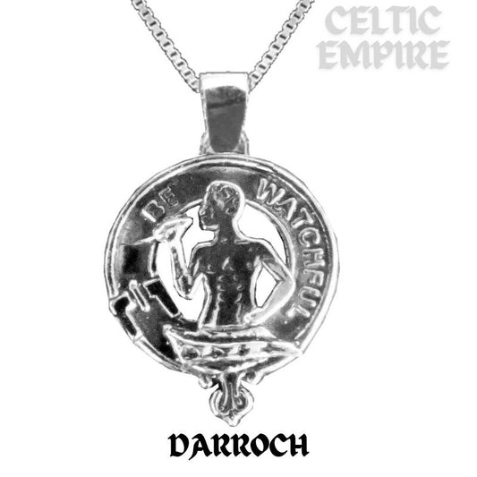 Darroch Large 1" Scottish Family Clan Crest Pendant - Sterling Silver