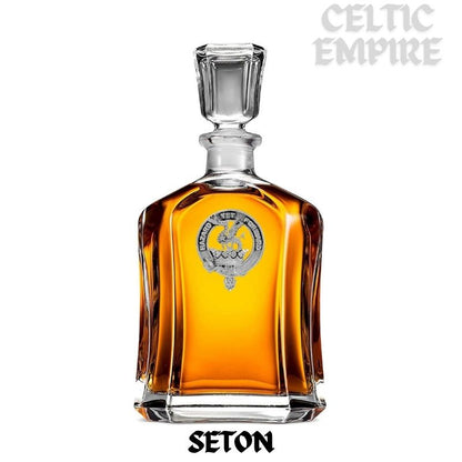 Seton Family Clan Crest Badge Whiskey Decanter