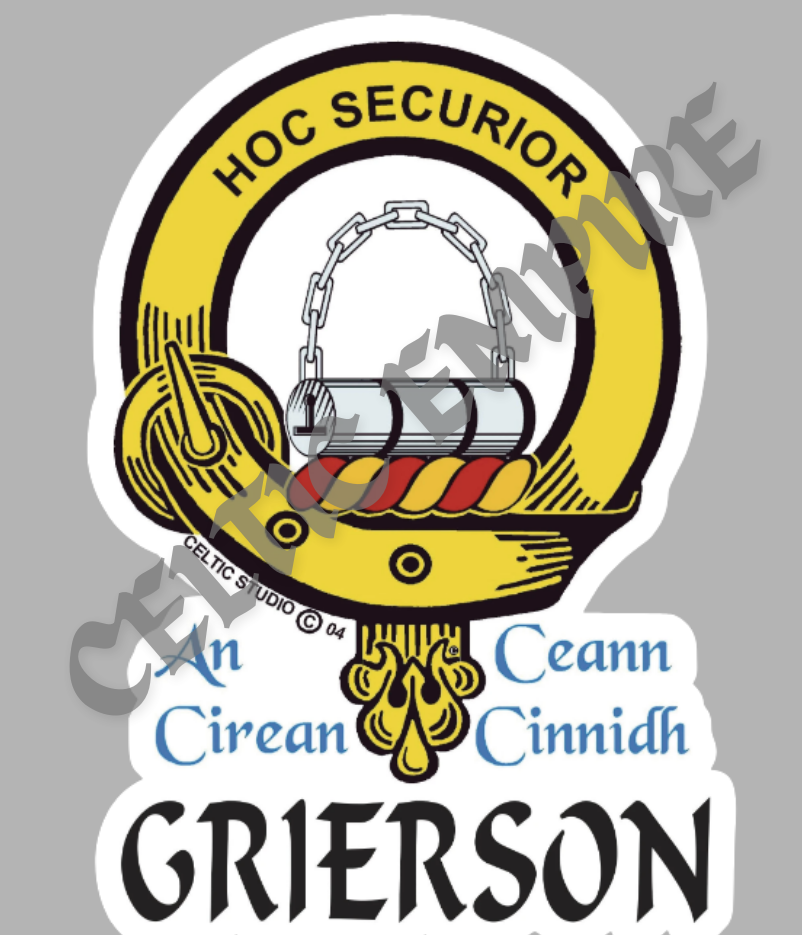 Grierson Family Clan Crest Decal | Custom Scottish Heritage Car & Laptop Stickers