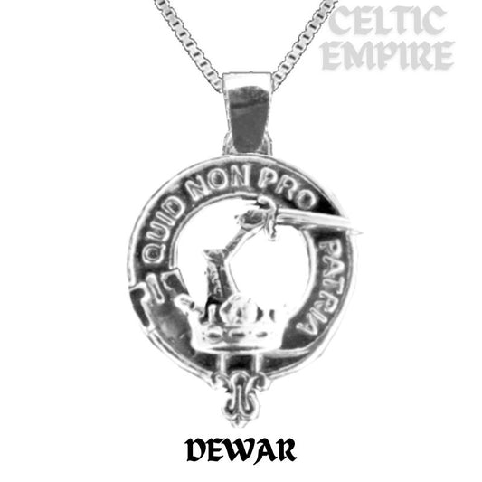 Dewar Large 1" Scottish Family Clan Crest Pendant - Sterling Silver