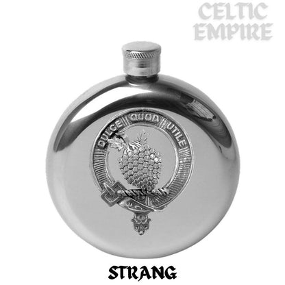 Strang 5 oz Round Family Clan Crest Scottish Badge Flask