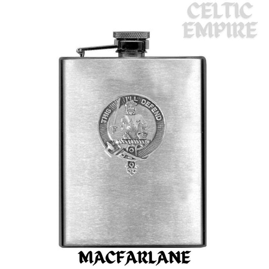 MacFarlane 8oz Family Clan Crest Scottish Badge Flask