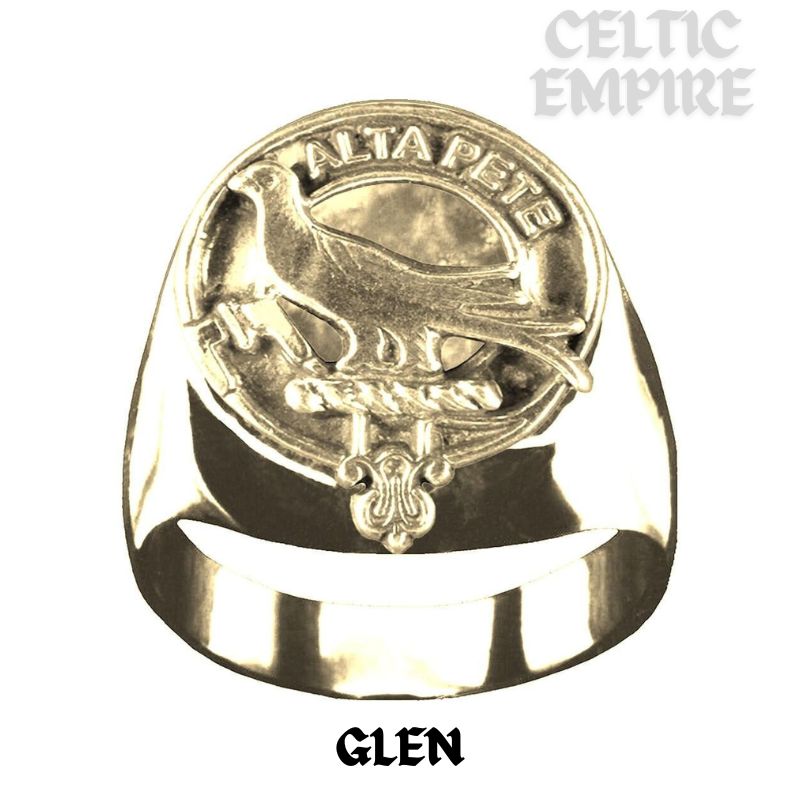 Glen Scottish Family Clan Crest Ring  ~  Sterling Silver and Karat Gold