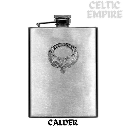 Calder Family Clan Crest Scottish Badge Stainless Steel Flask 8oz