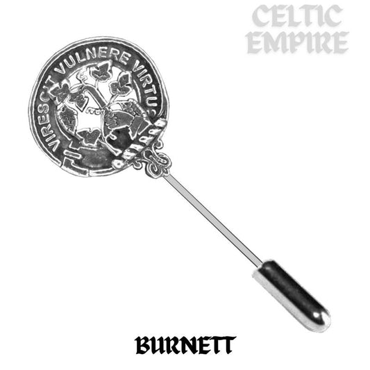 Burnett Family Clan Crest Stick or Cravat pin, Sterling Silver