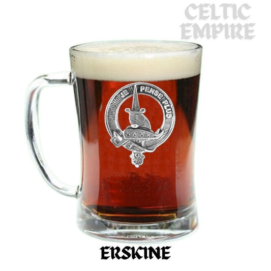 Erskine Family Clan Crest Badge Glass Beer Mug