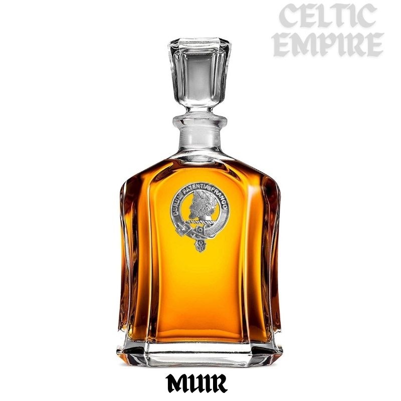 Muir Family Clan Crest Badge Whiskey Decanter