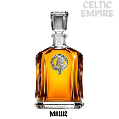 Muir Family Clan Crest Badge Whiskey Decanter