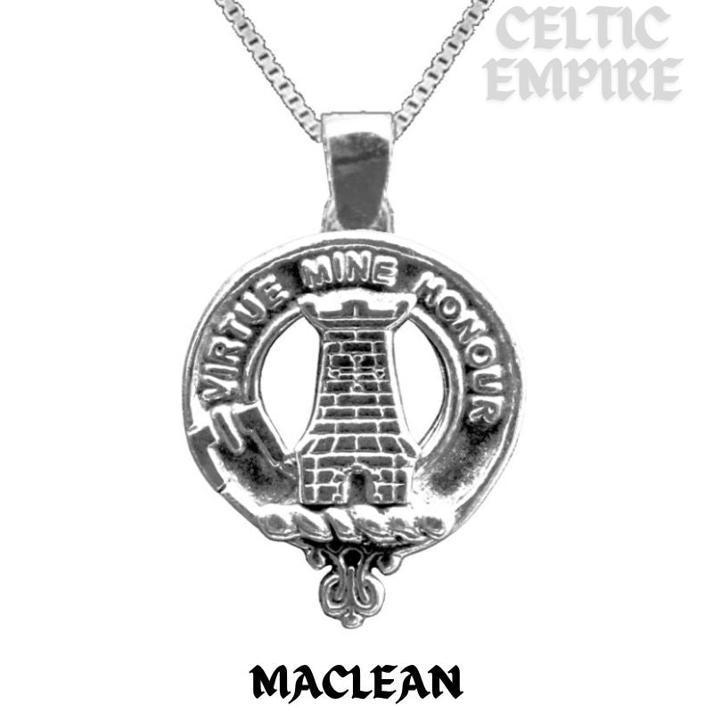 MacLean Large 1" Scottish Family Clan Crest Pendant - Sterling Silver