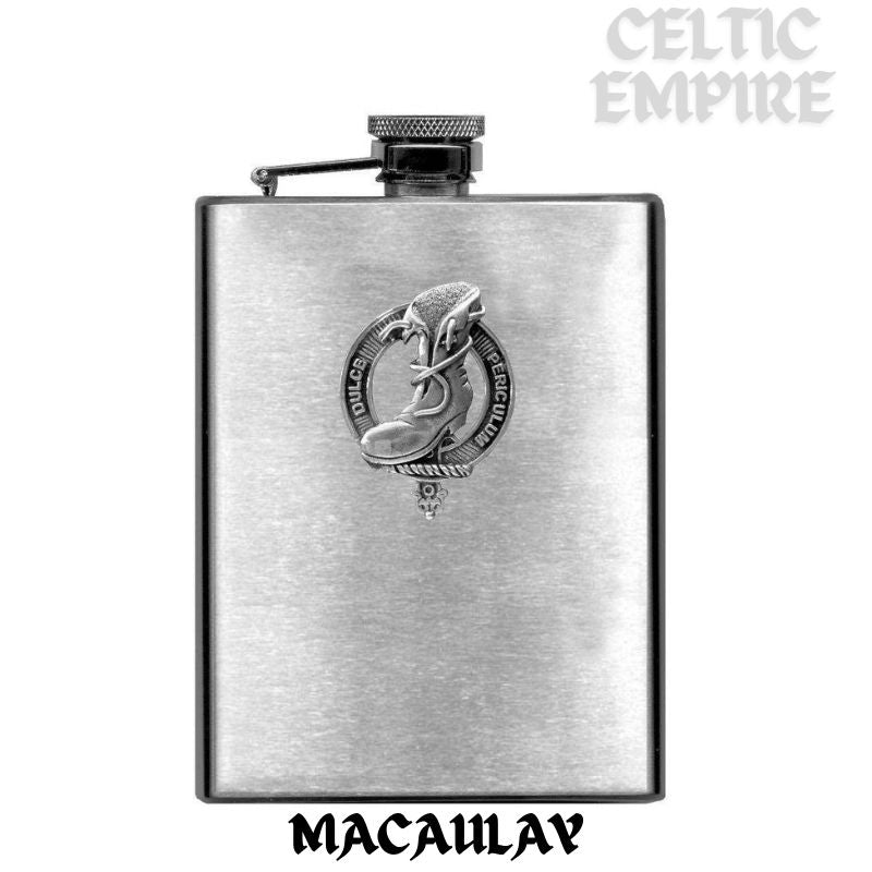 MacAulay 8oz Family Clan Crest Scottish Badge Stainless Steel Flask