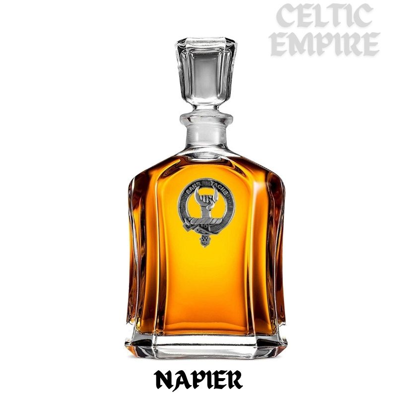 Napier Family Clan Crest Badge Whiskey Decanter