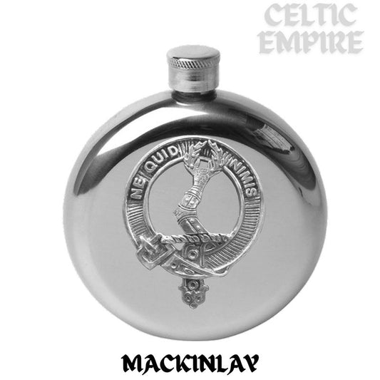 MacKinlay 5oz Round Family Clan Crest Scottish Badge Flask