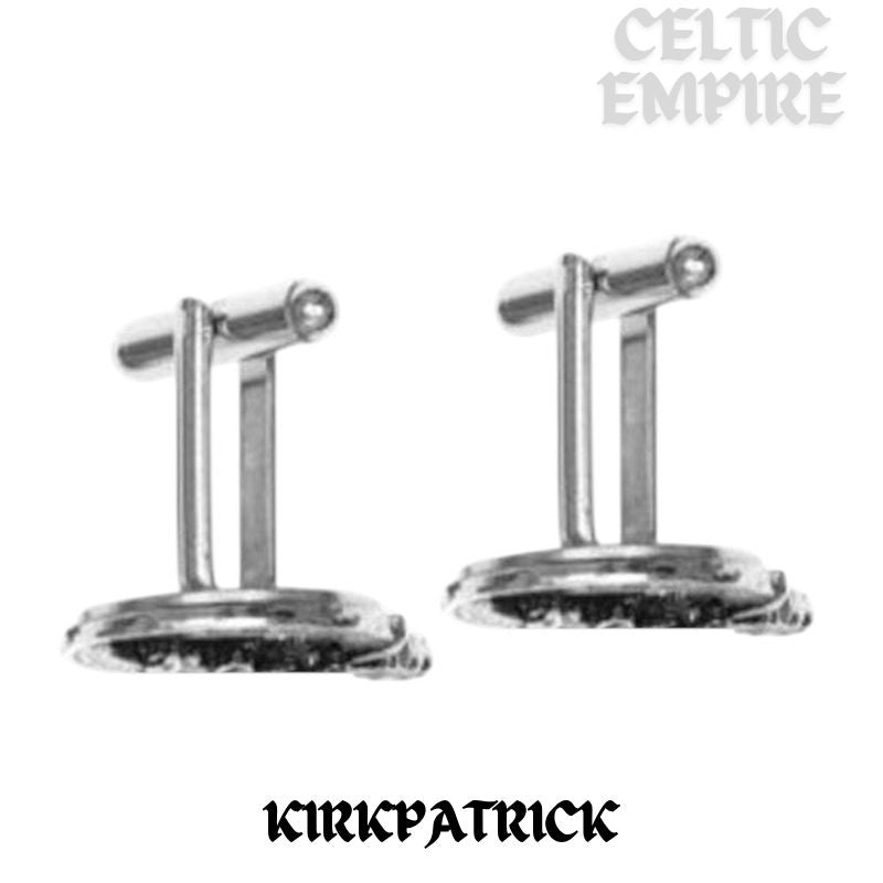 Kirkpatrick Family Clan Crest Scottish Cufflinks; Pewter, Sterling Silver and Karat Gold