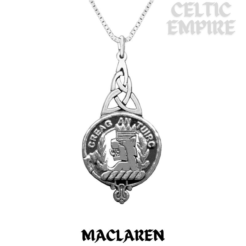 MacLaren Family Clan Crest Interlace Drop Pendant