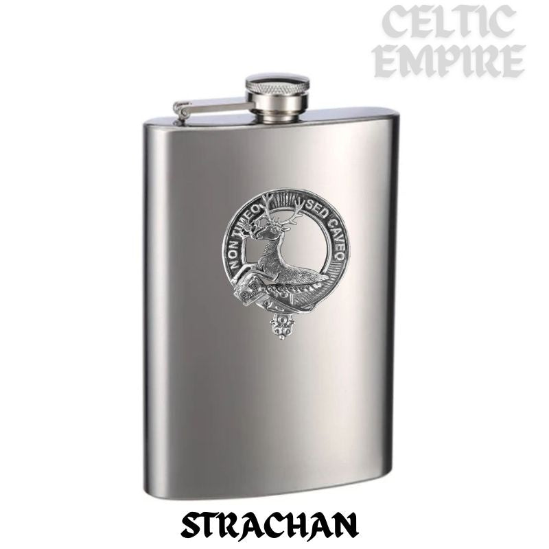 Strachan 8oz Family Clan Crest Scottish Badge Stainless Steel Flask