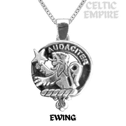 Ewing Large 1" Scottish Family Clan Crest Pendant - Sterling Silver