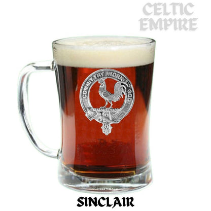 Sinclair Family Clan Crest Badge Glass Beer Mug