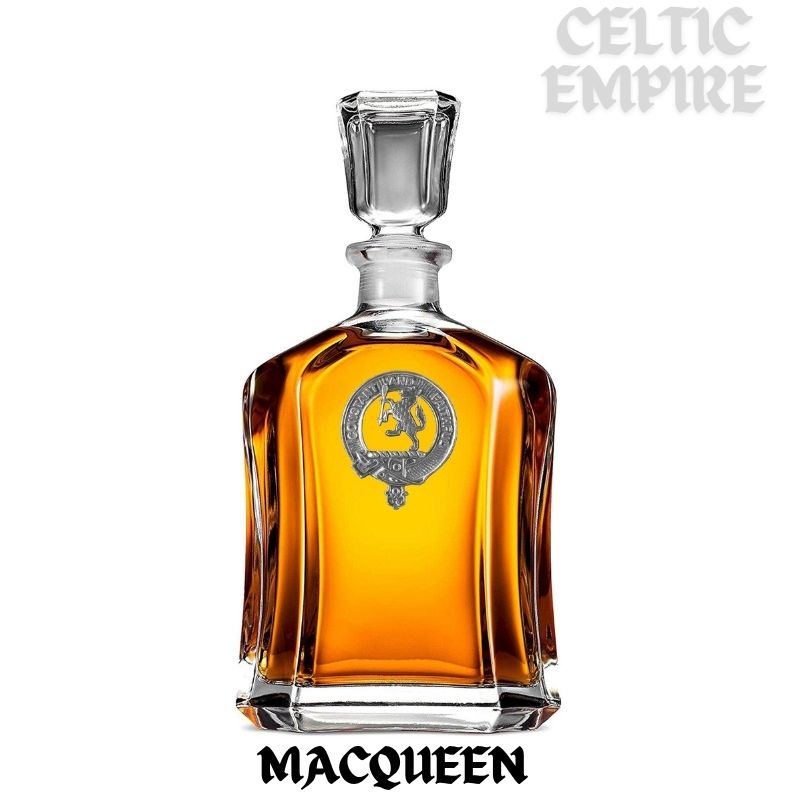 MacQueen Family Clan Crest Badge Whiskey Decanter