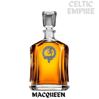 MacQueen Family Clan Crest Badge Whiskey Decanter