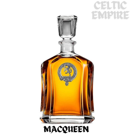 MacQueen Family Clan Crest Badge Whiskey Decanter