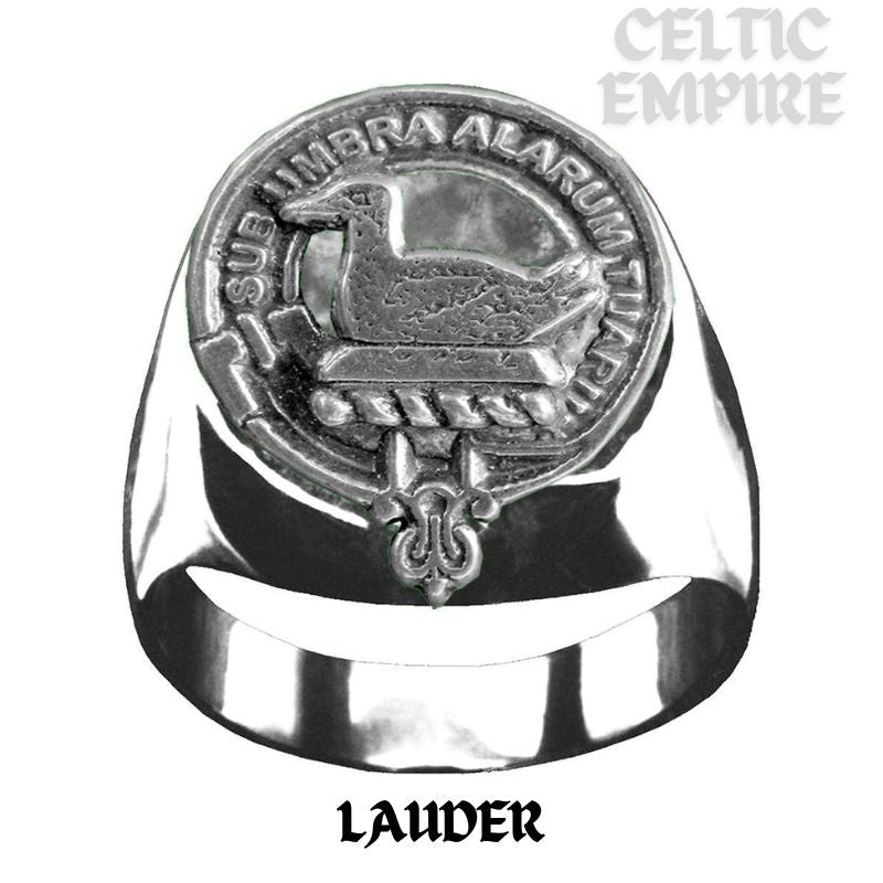 Lauder Scottish Family Clan Crest Ring Sterling Silver and Karat Gold