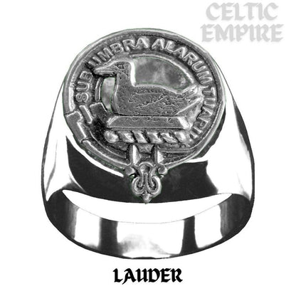 Lauder Scottish Family Clan Crest Ring Sterling Silver and Karat Gold