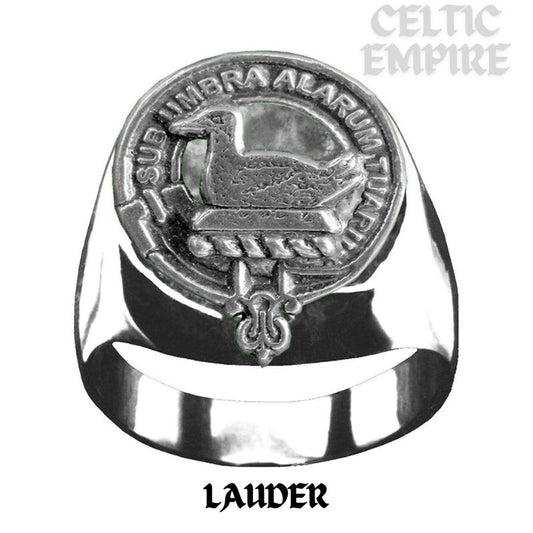 Lauder Scottish Family Clan Crest Ring Sterling Silver and Karat Gold