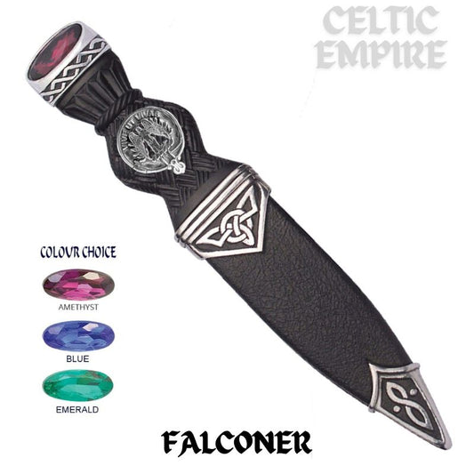 Falconer Interlace Family Clan Crest Sgian Dubh, Scottish Knife