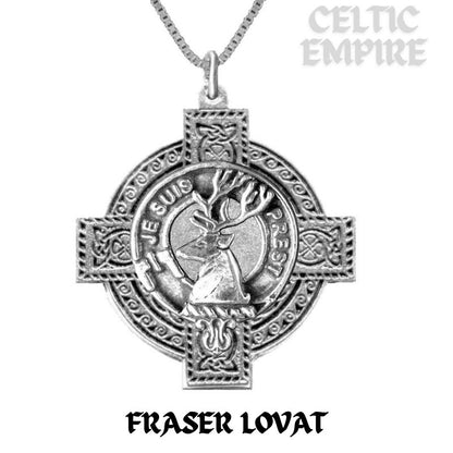 Fraser Lovat Family Clan Crest Celtic Cross Pendant Scottish