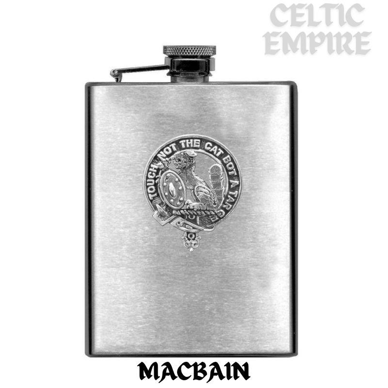 MacBain 8oz Family Clan Crest Scottish Badge Stainless Steel Flask